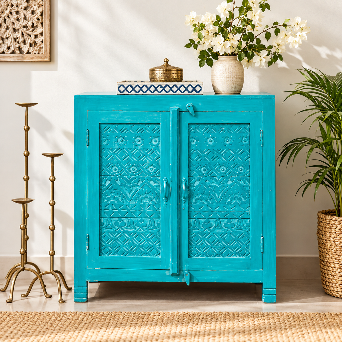 Nell Carved Wooden Chest
