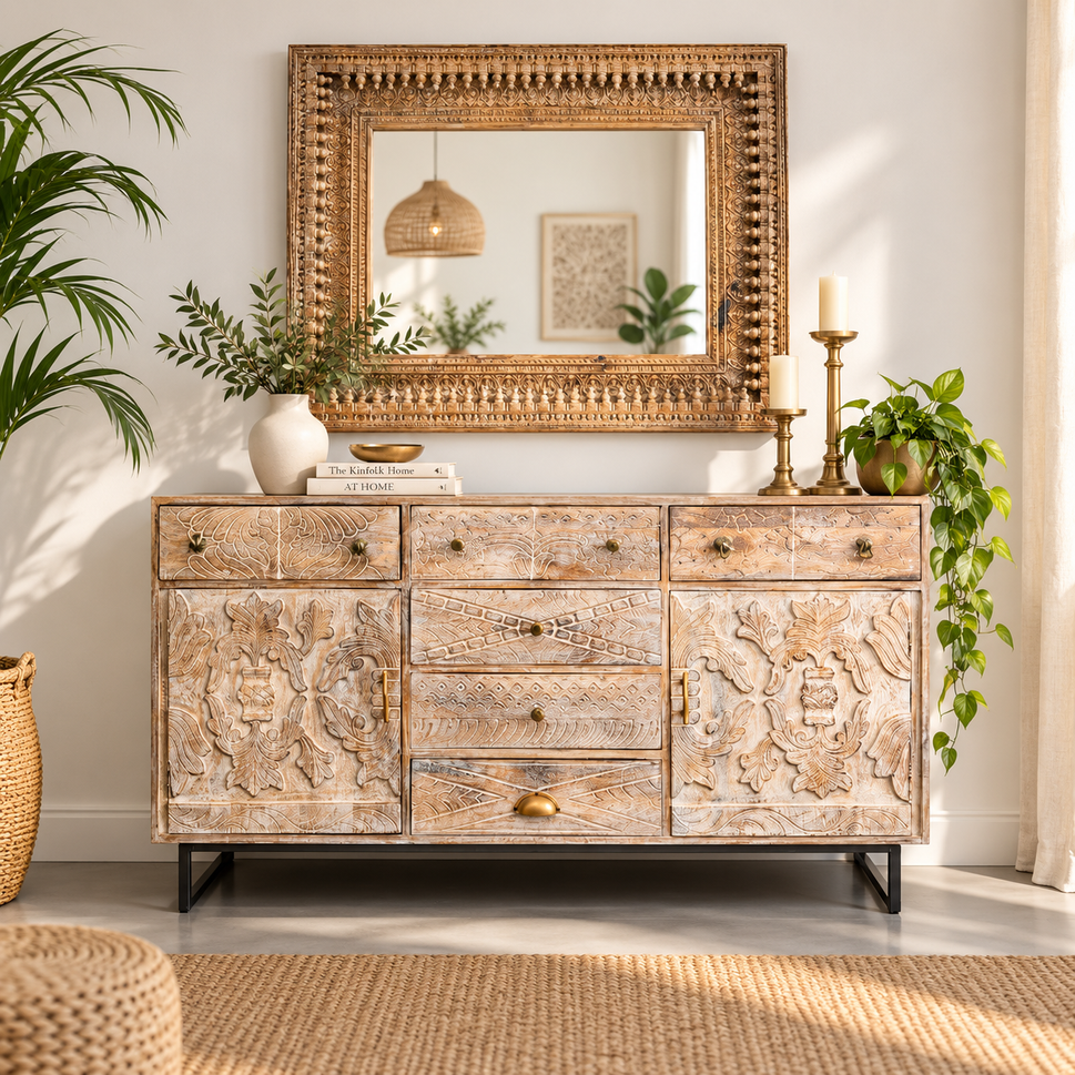 Rianna Hand Carved Side Board