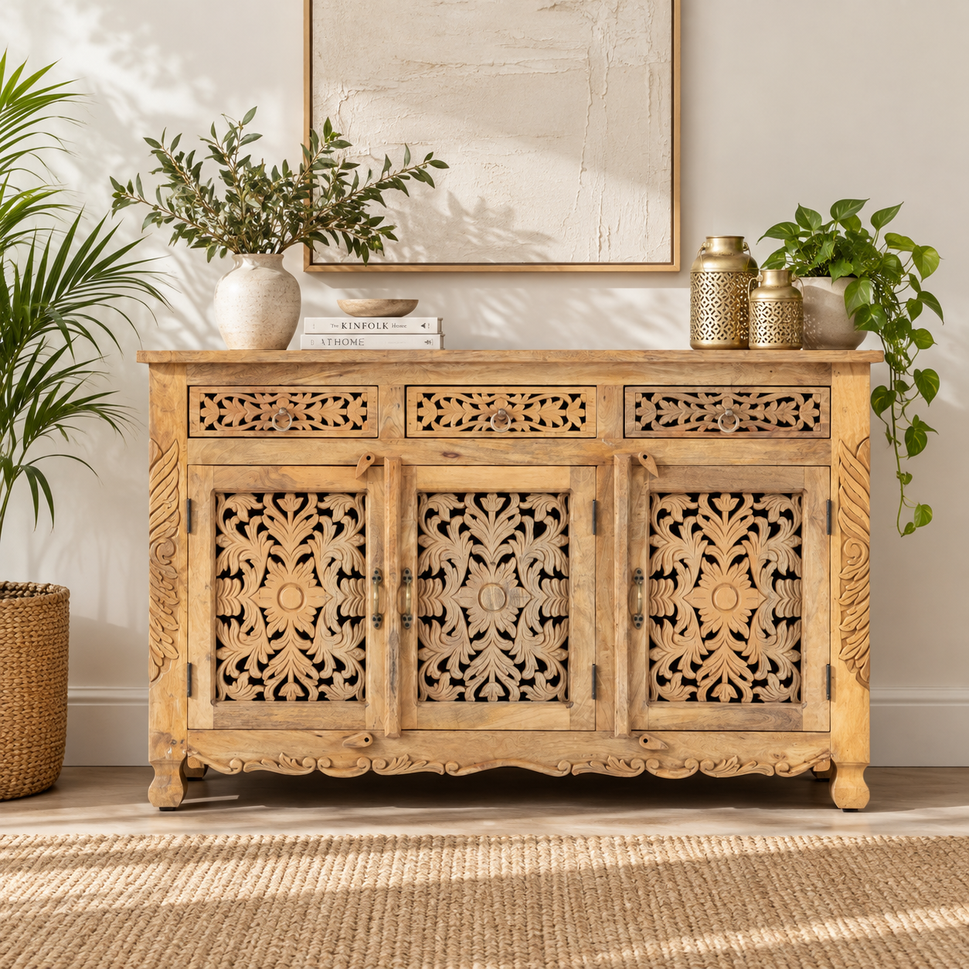 Rani Hand Carved Wooden Sideboard