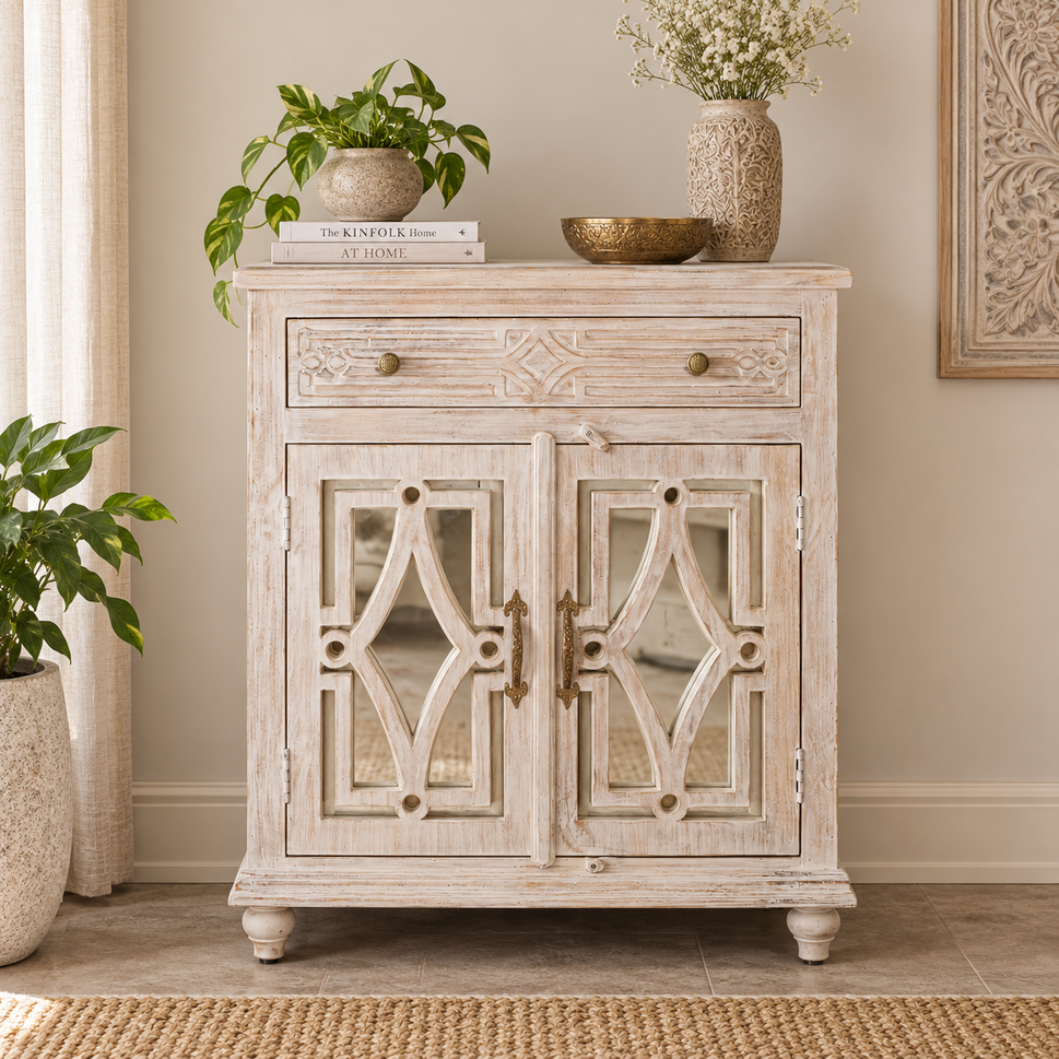 Elodie Carved Wooden Cabinet