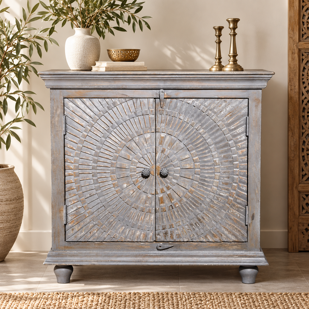 Simon Carved Wooden Cabinet