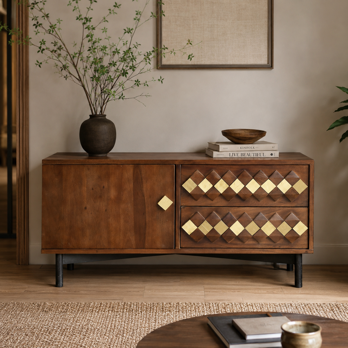 Blair Hand Carved Wooden TV Cabinet