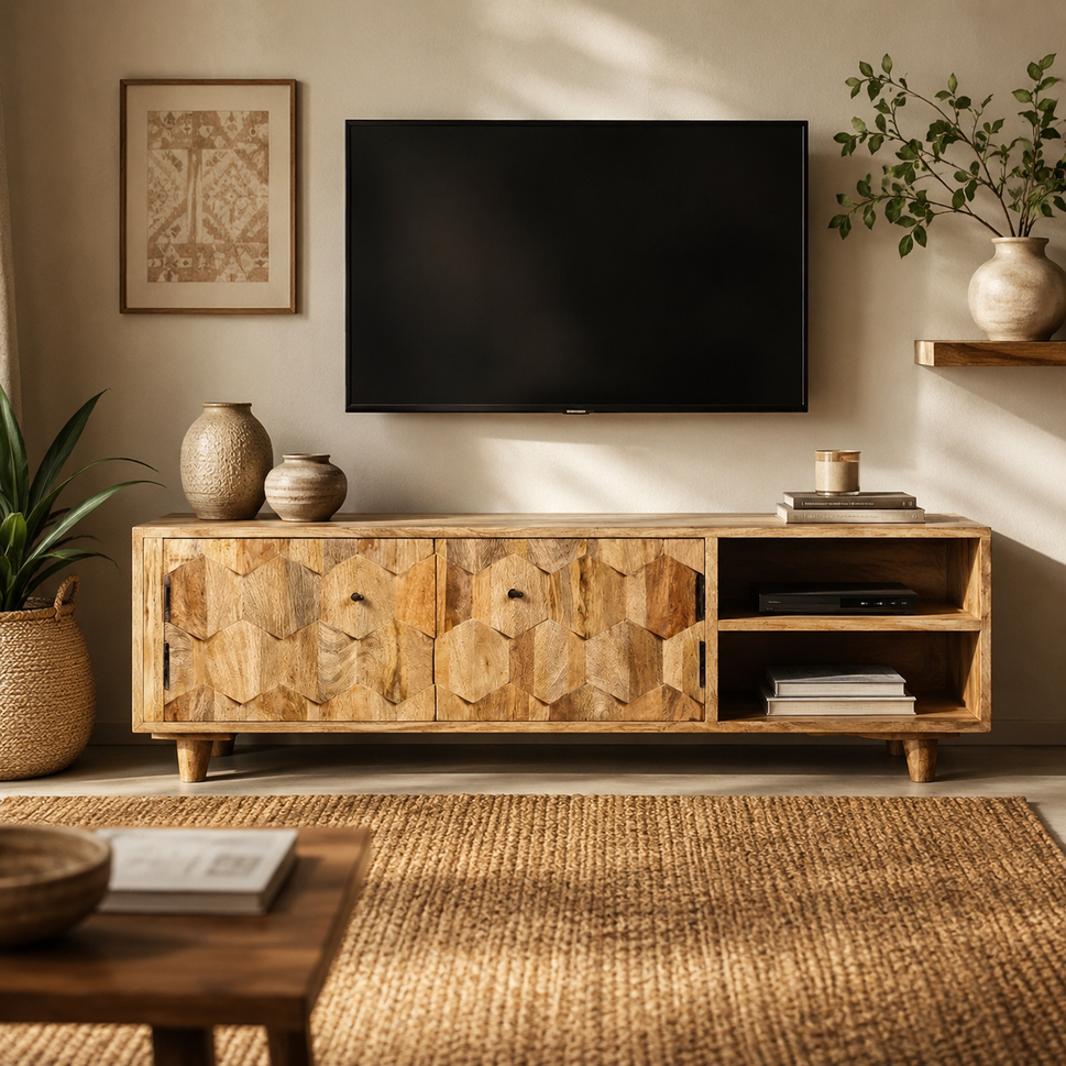 Charles Hand Carved Wooden TV Cabinet