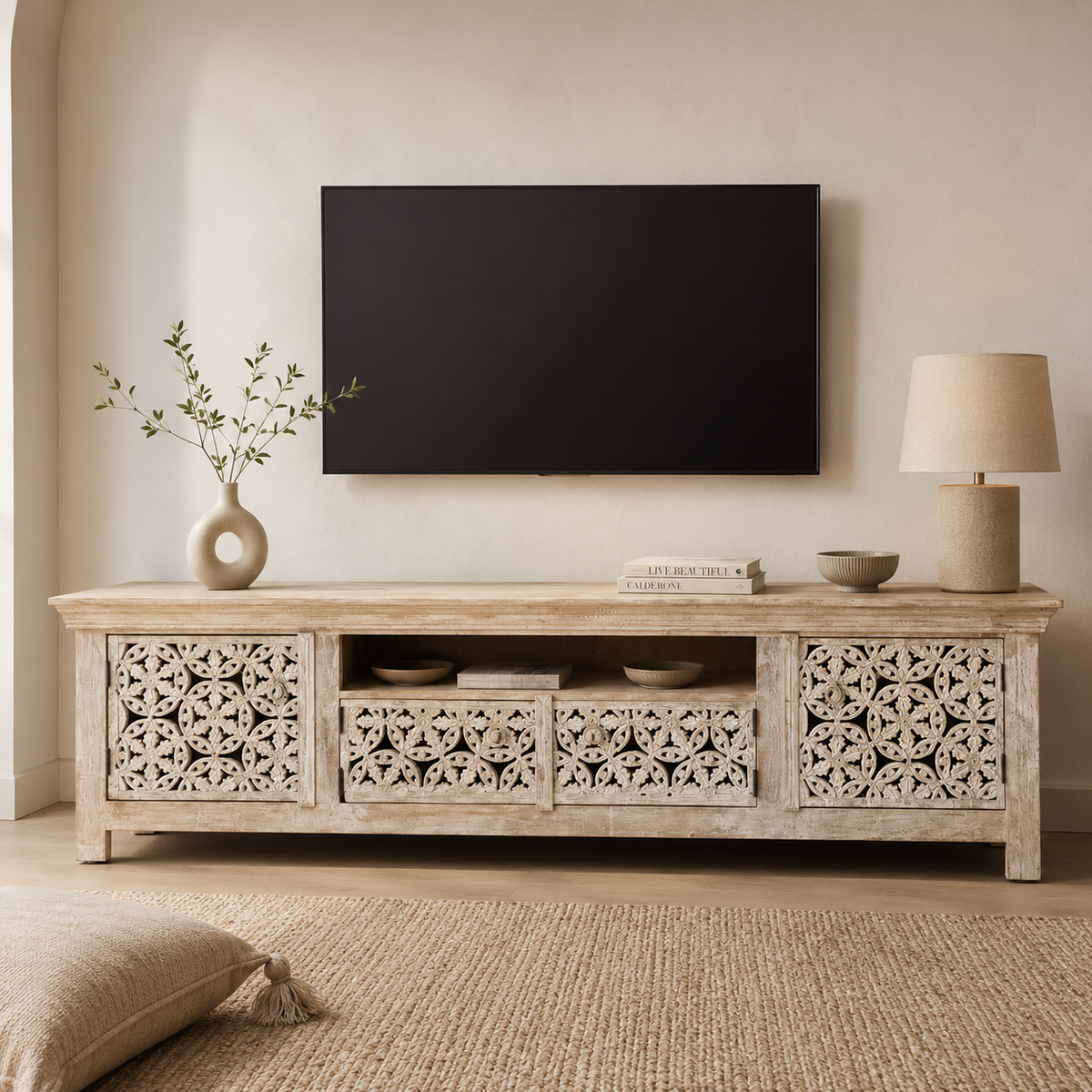 Jessica Hand Carved TV Cabinet