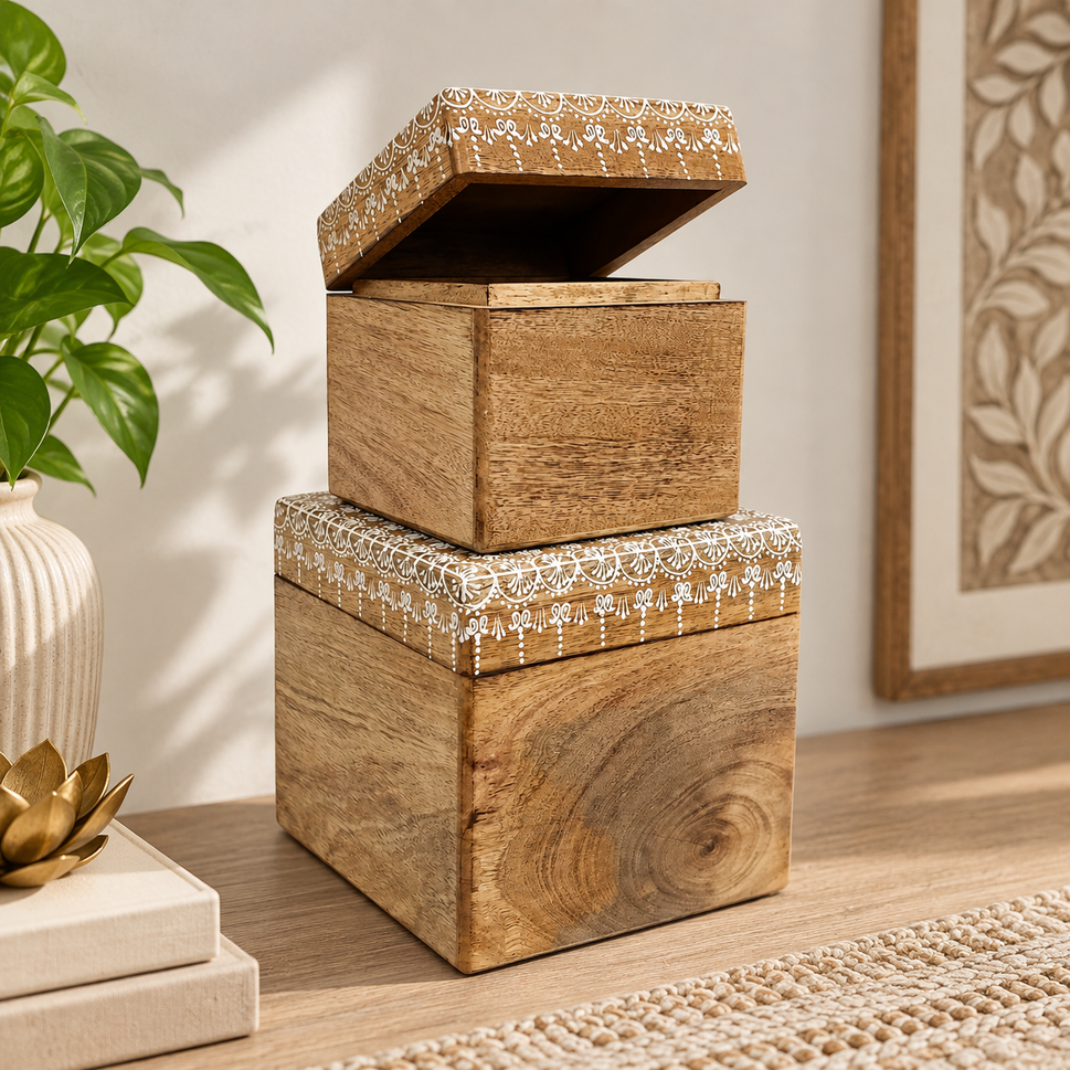 Megan Wooden Hand Painted Storage Box