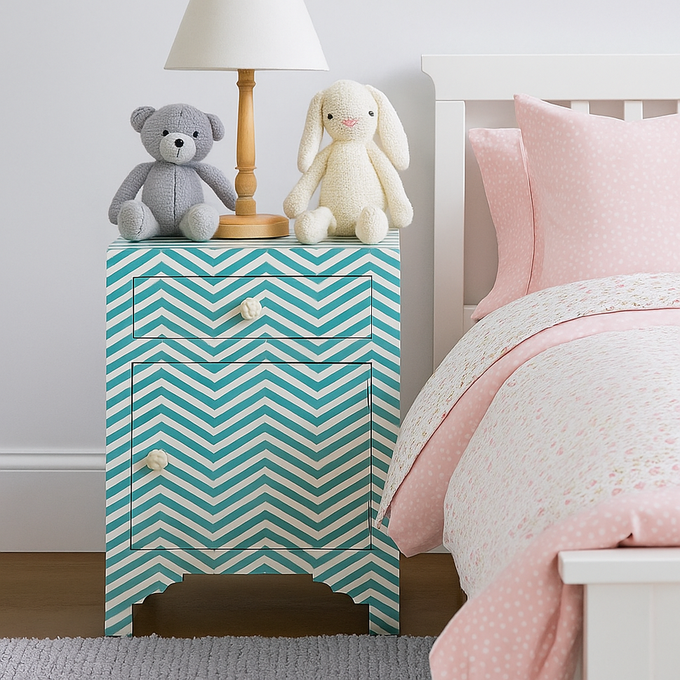 Hirsch Bone Inlay Bedside
