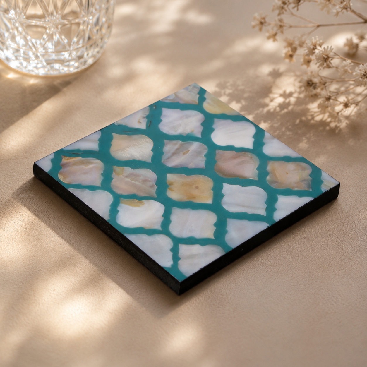 Lily Mother of Pearl Inlay Coaster