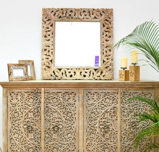 Jane Hand Carved Wodden Mirror