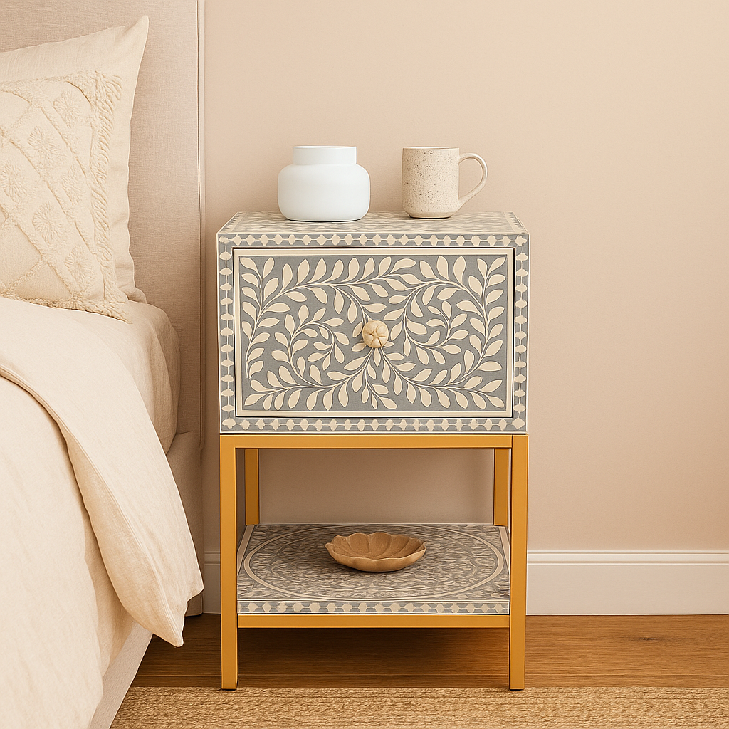 Dorothy Bone Inlay Bedside