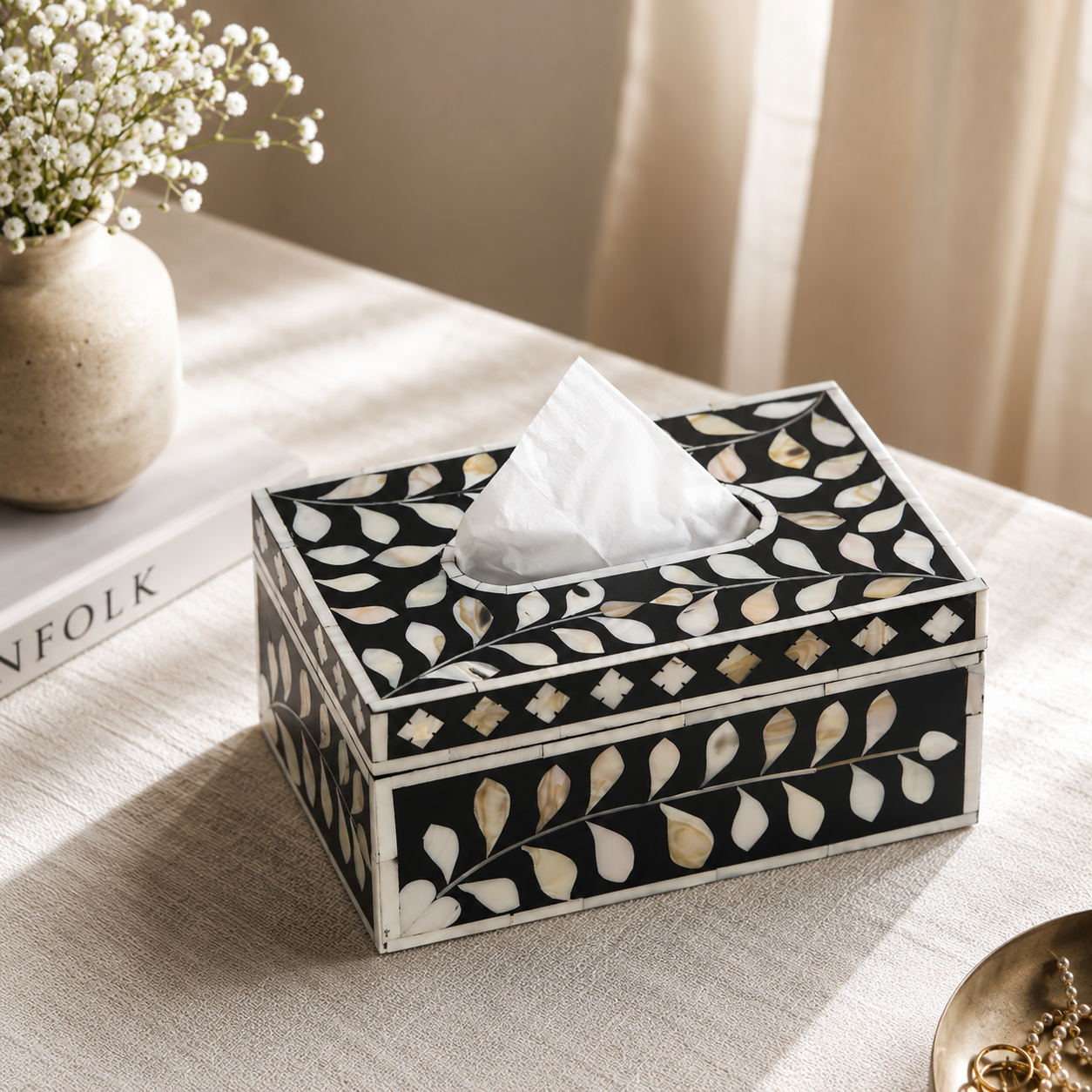 Patrick Mother of Pearl Inlay Tissue Box