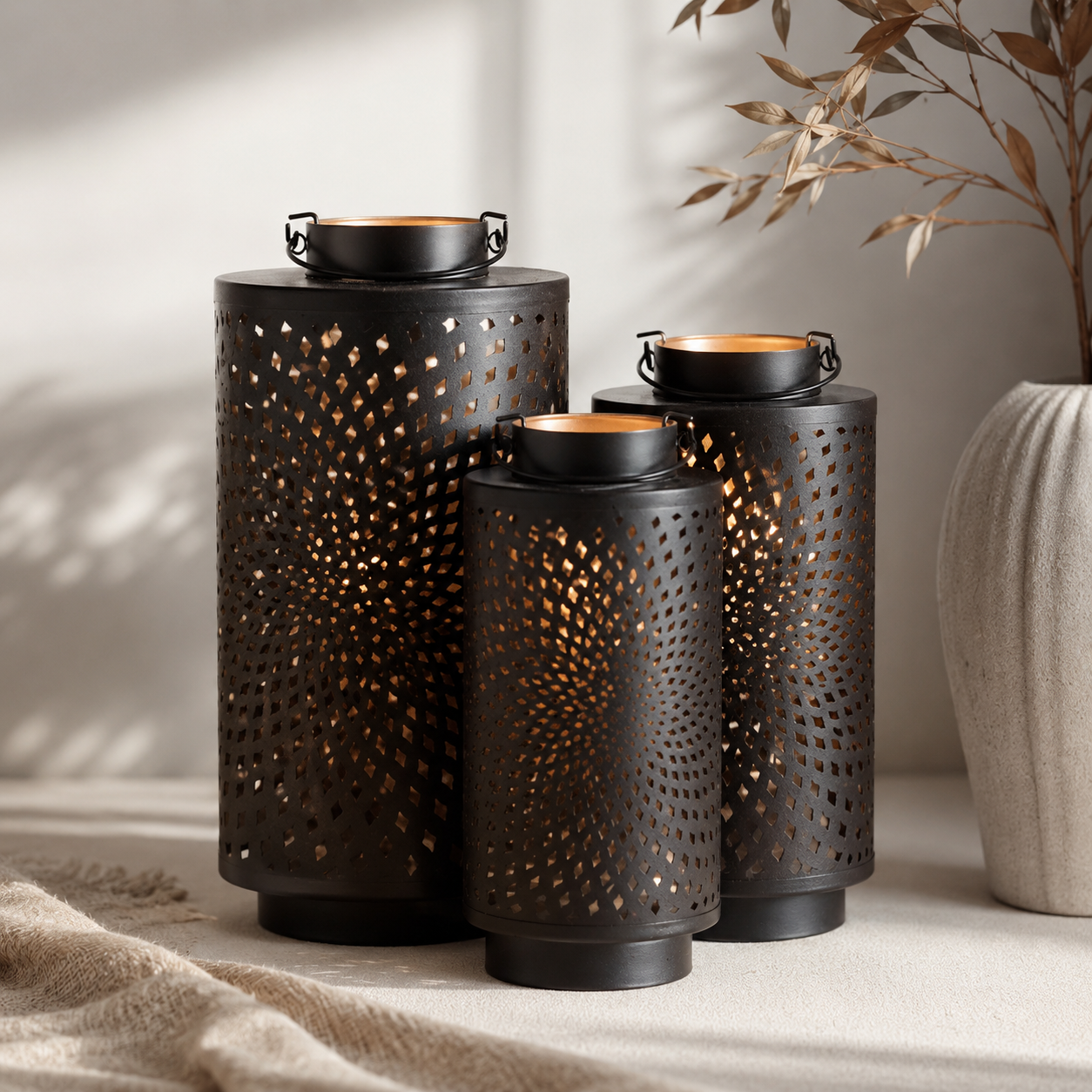 Surbhi Black Finish Lantern Set of 3