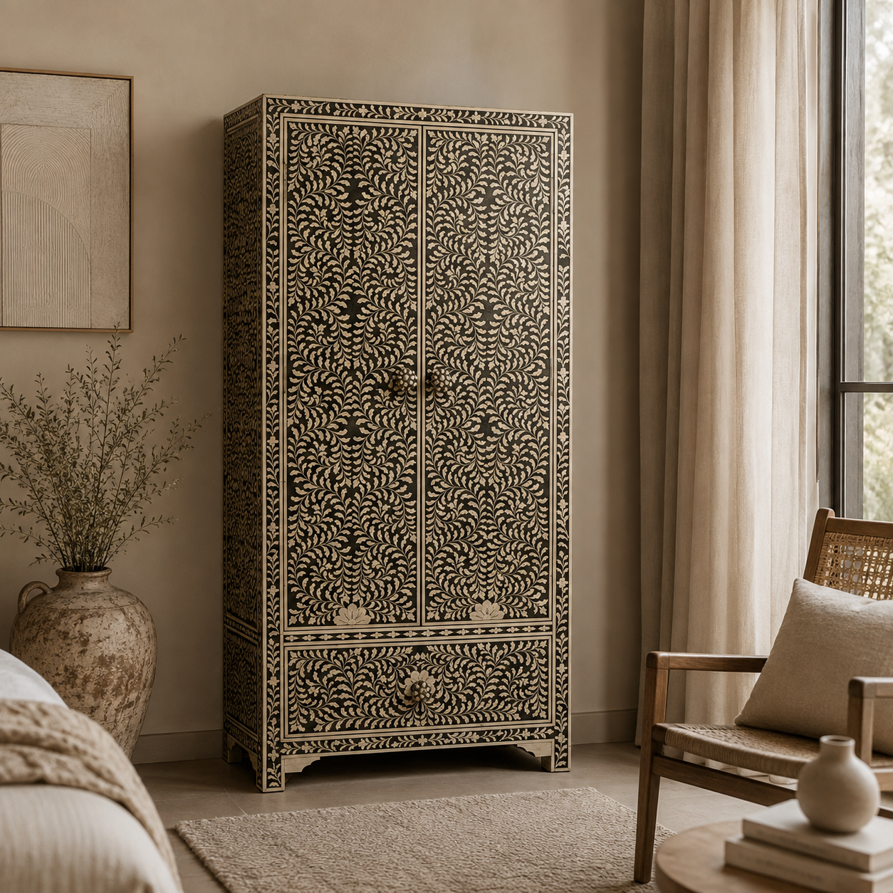 August Bone Inlay Almirah