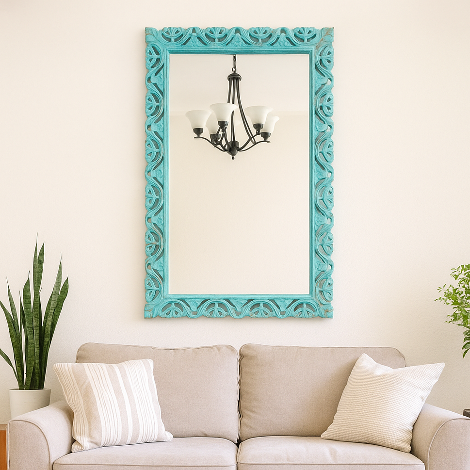 Blaire Hand Carved Wooden Mirror