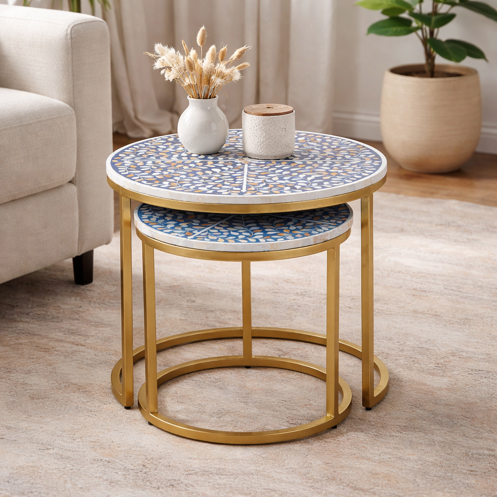 Ava Mother of Pearl Inlay Nesting Table