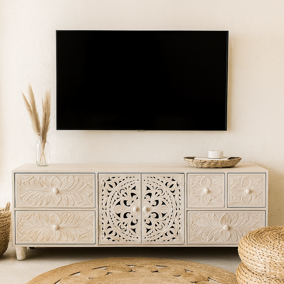 Amor Hand Carved Wooden TV Cabinet