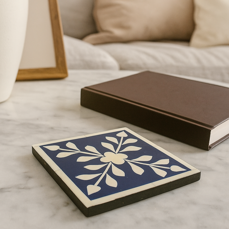 Ivy Floral Bone Inlay Coaster