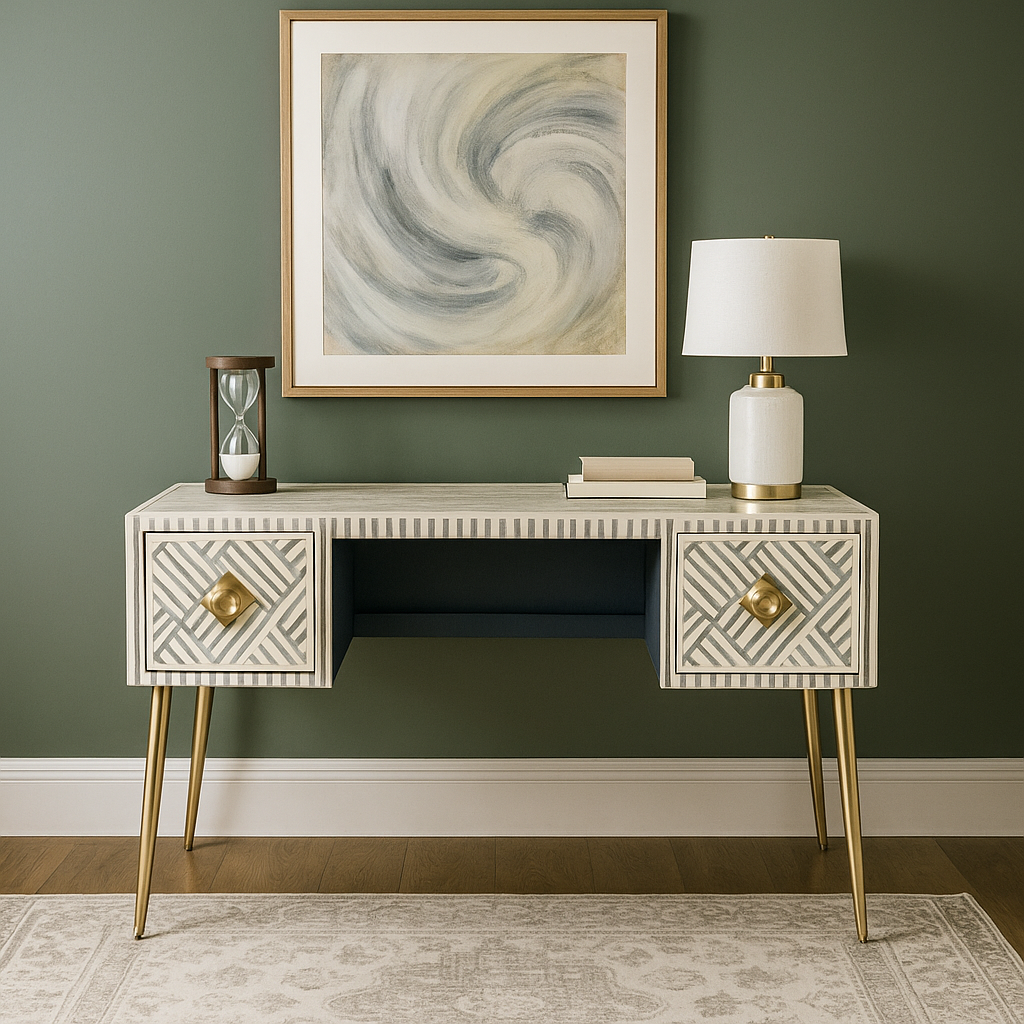 Elli Bone Inlay Work Desk & Chair