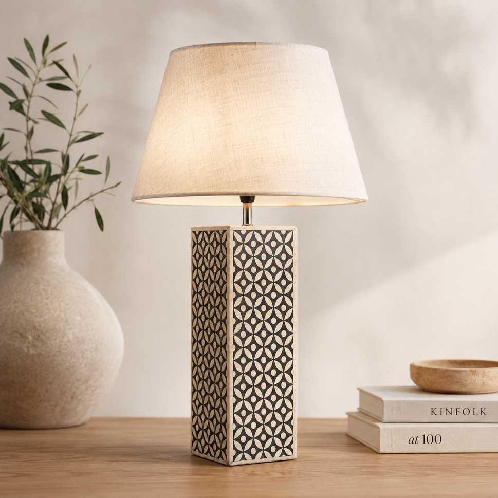 Azalia Bone Inlay Lamp with Shade
