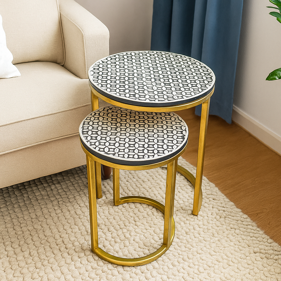 Batey Bone Inlay Nesting Side Table