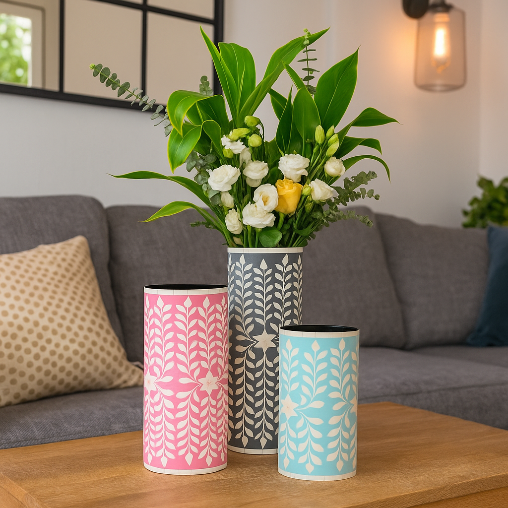 Olin Bone Inlay Flower Vase