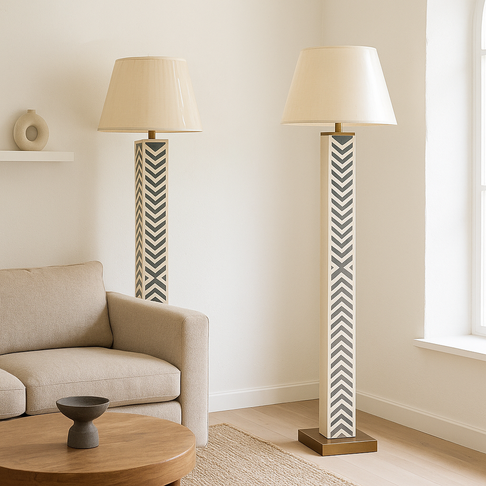 Rima Bone Inlay Floor Lamp