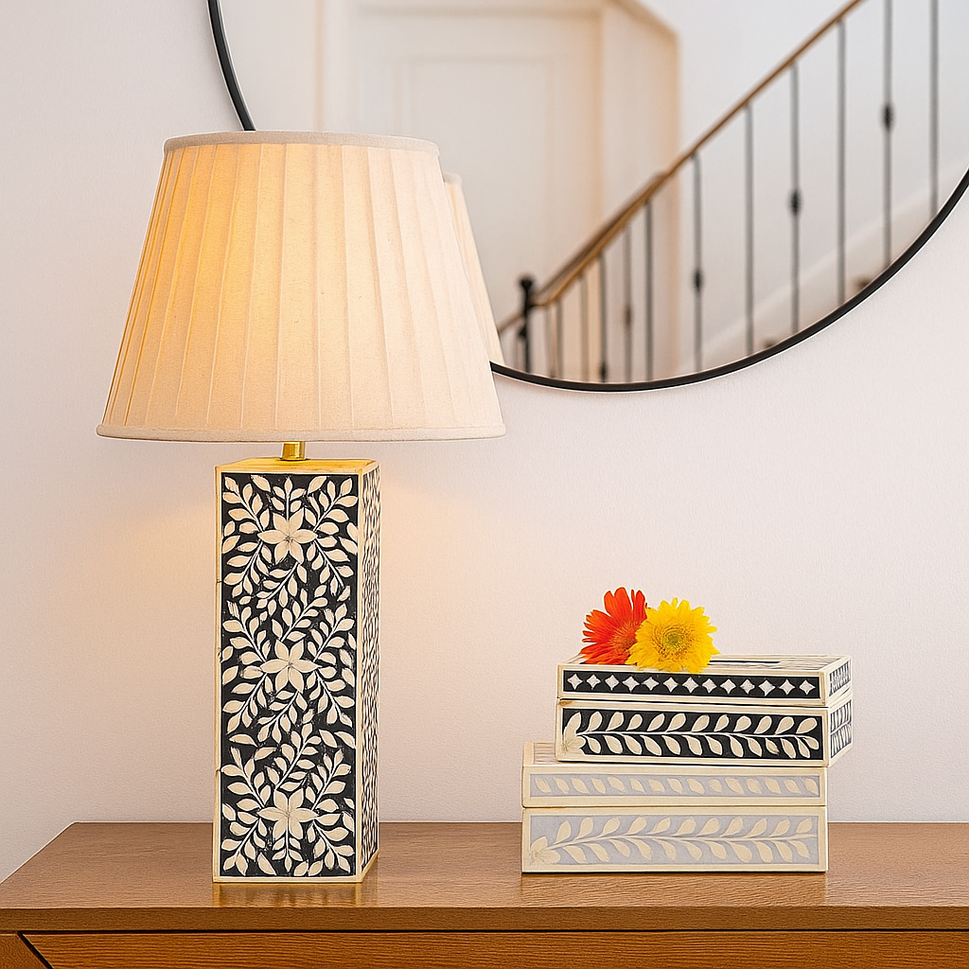 Whitney Bone Inlay Lamp with Shade