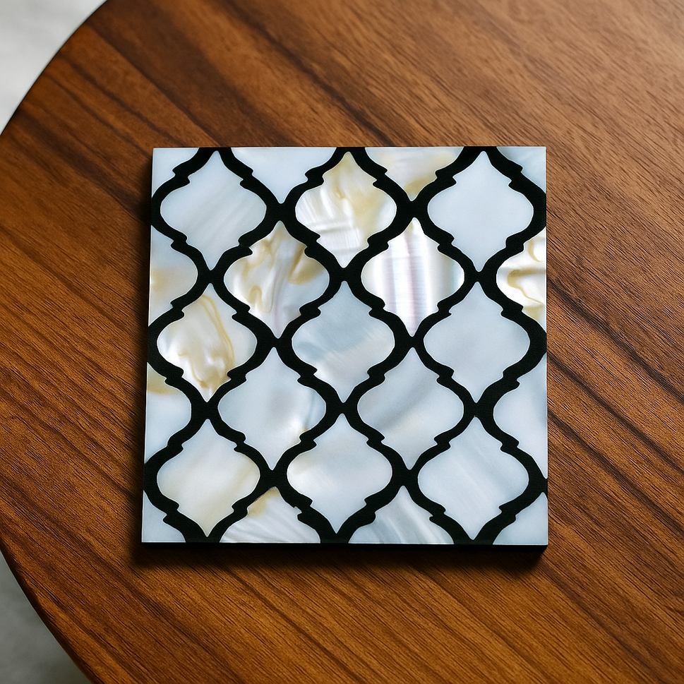 Moroccan Pattern Mother of Pearl Inlay Multi Colours Coaster