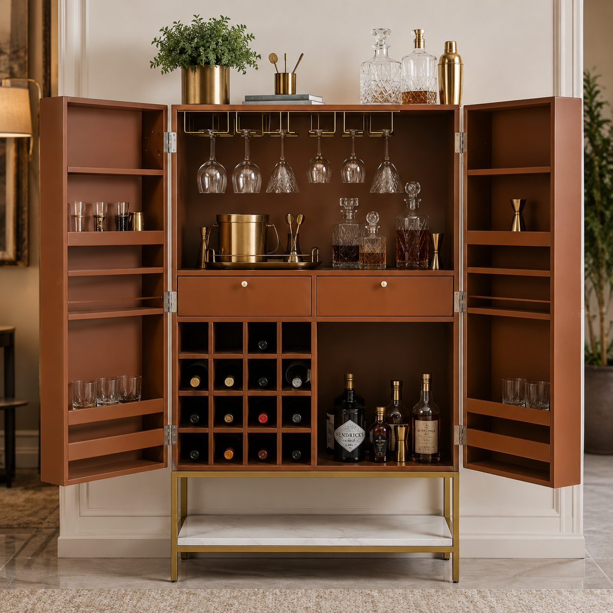 Bianca Bone Inlay Bar Cabinet