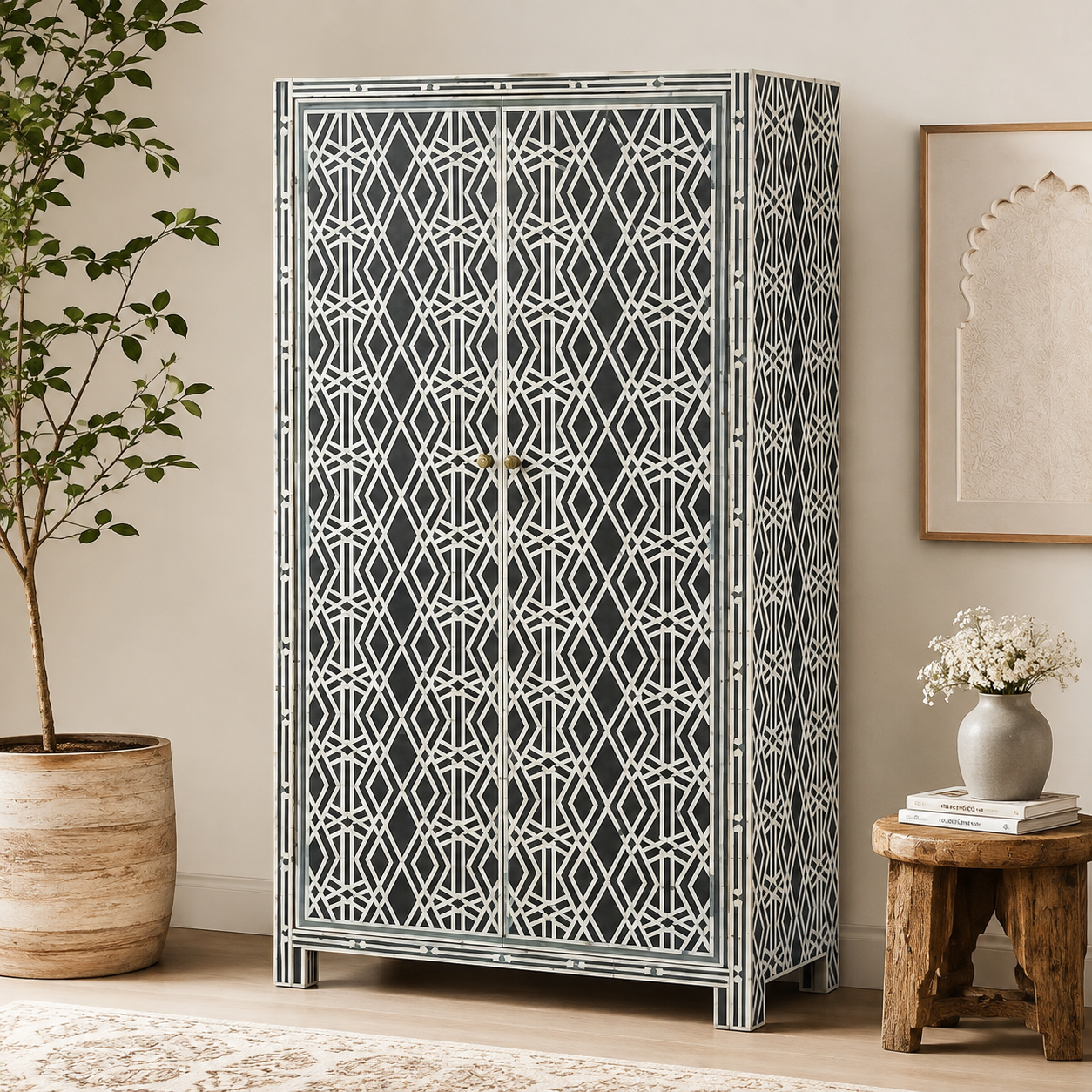 Byron  Bone Inlay Almirah