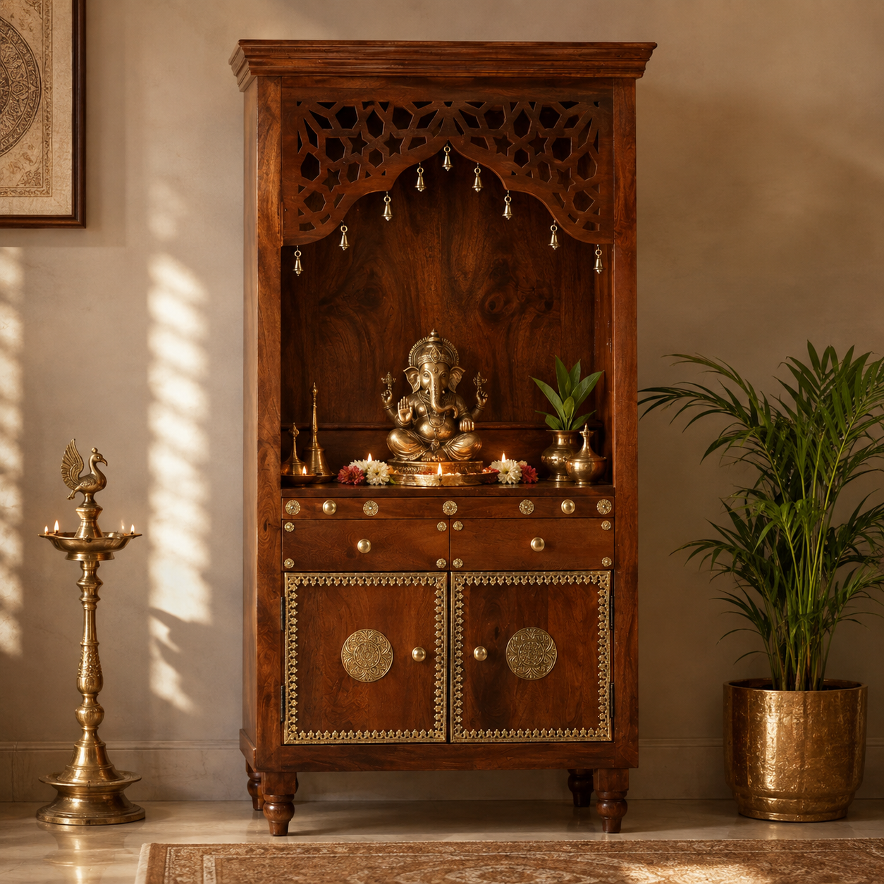 Deepam Hand Carved Wooden Mandir