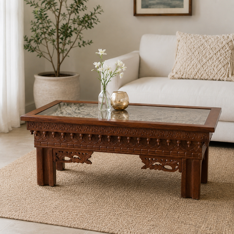 Travis Carved Coffee Table