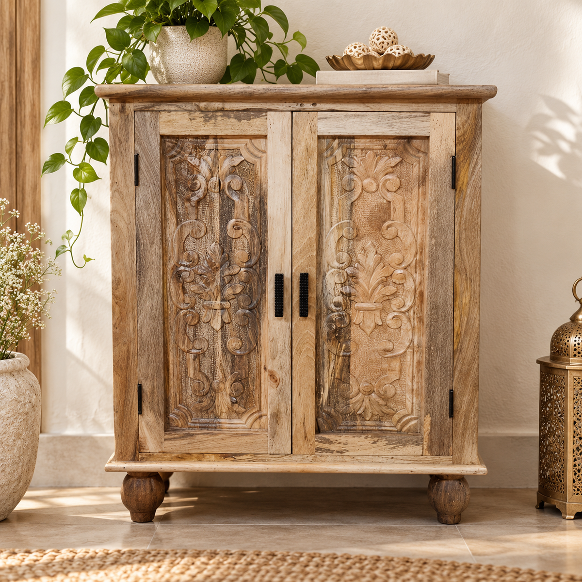 Roye Carved Wooden Chest