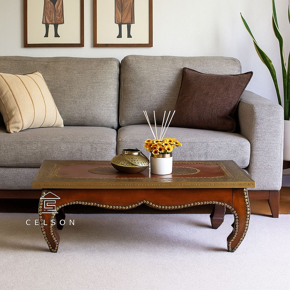 Birdie Carved Wooden Coffee Table