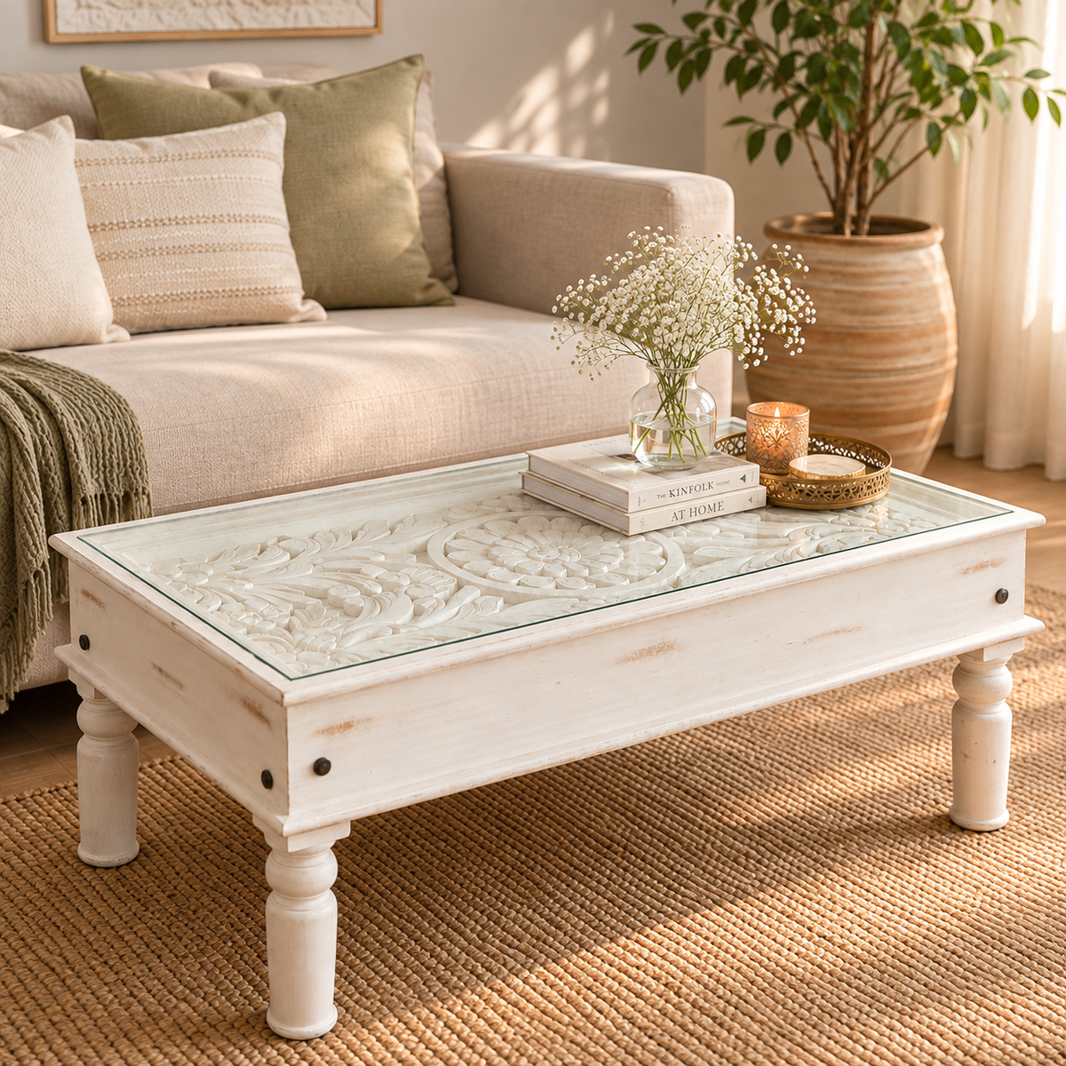Erme Hand Carved Coffee Table