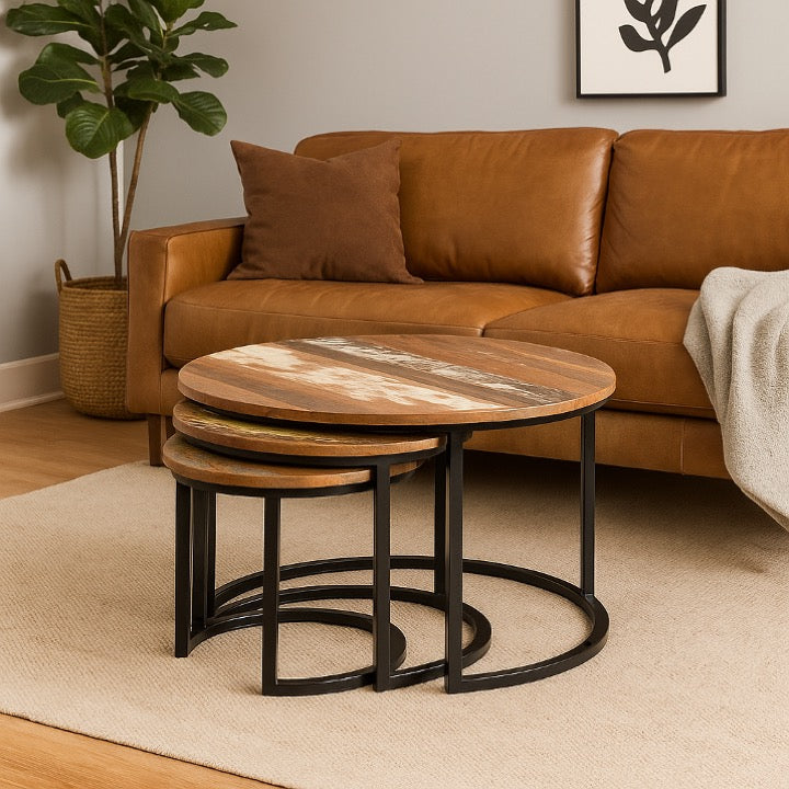 Lina Carved Nesting Coffee Table