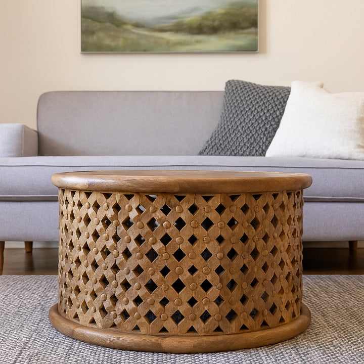 Elora Wooden Carved Coffee Table