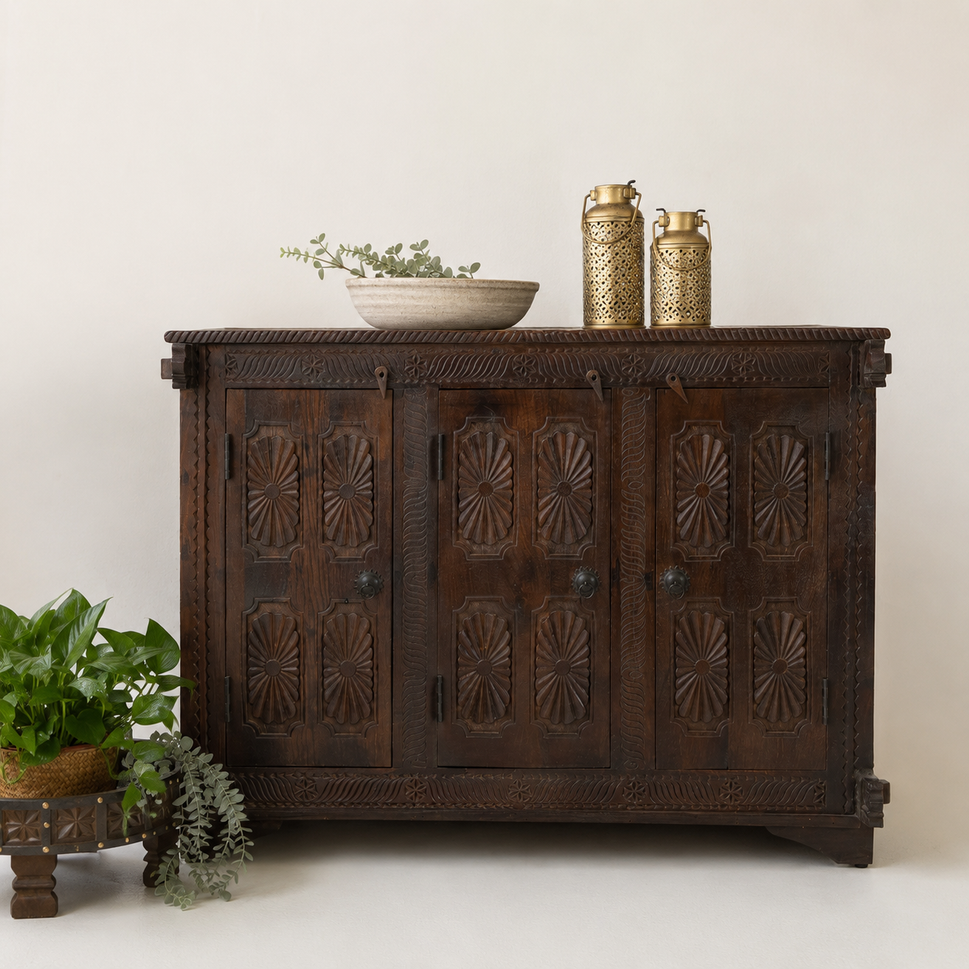 Naina Hand Carved Wooden Sideboard