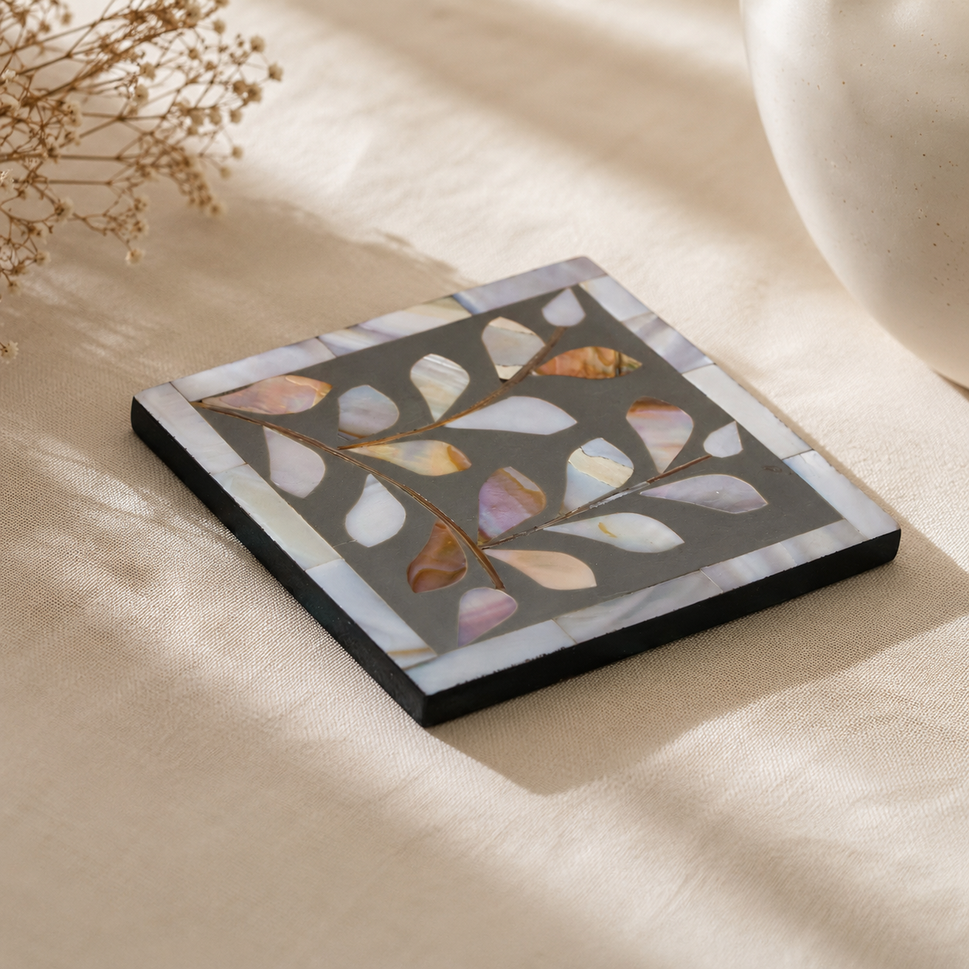 Sage Mother of Pearl Inlay Coaster