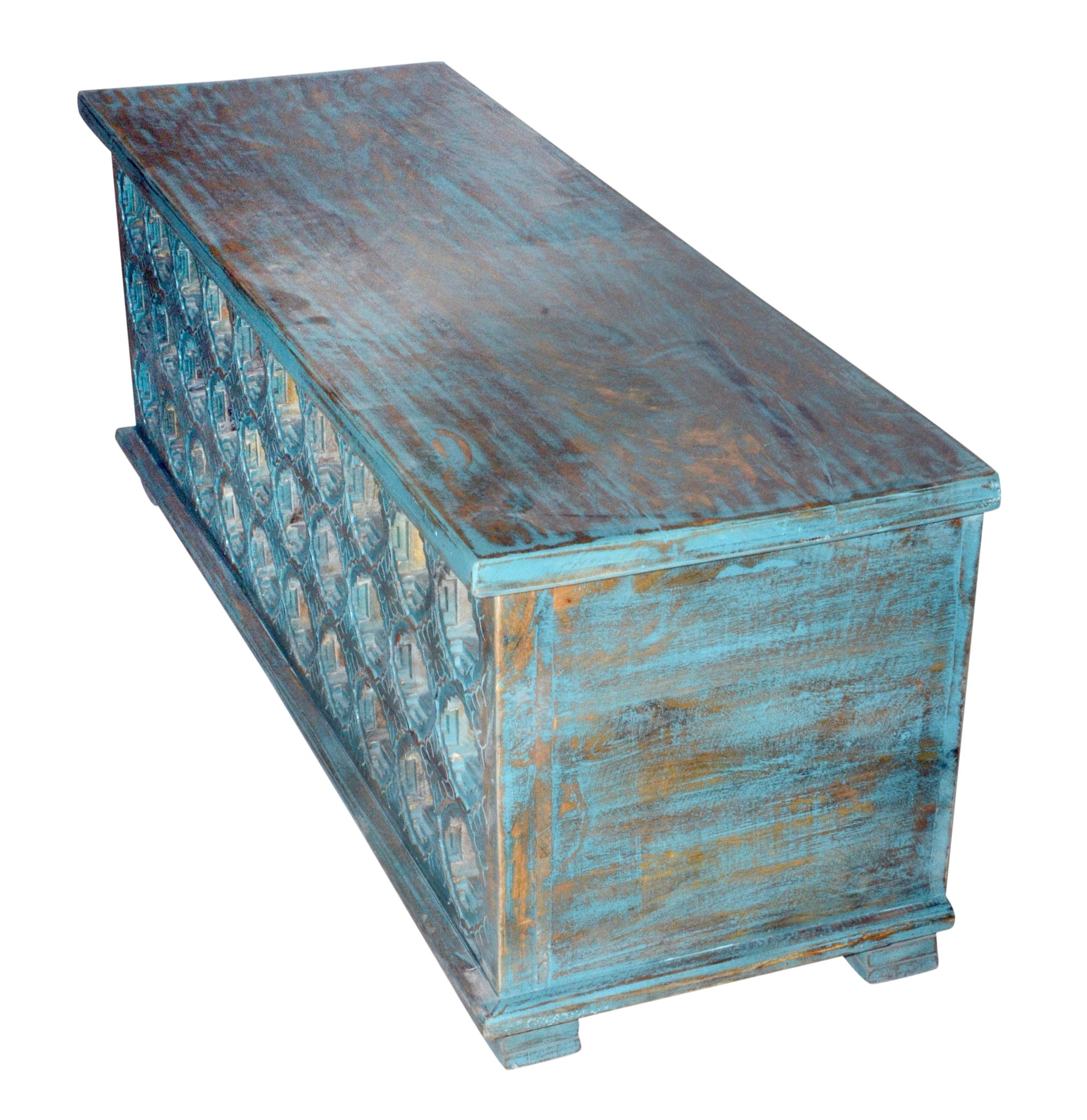 Hannah Carved Wooden Coffee Storage Trunk