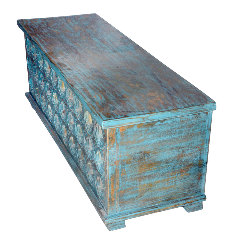 Hannah Carved Wooden Coffee Storage Trunk