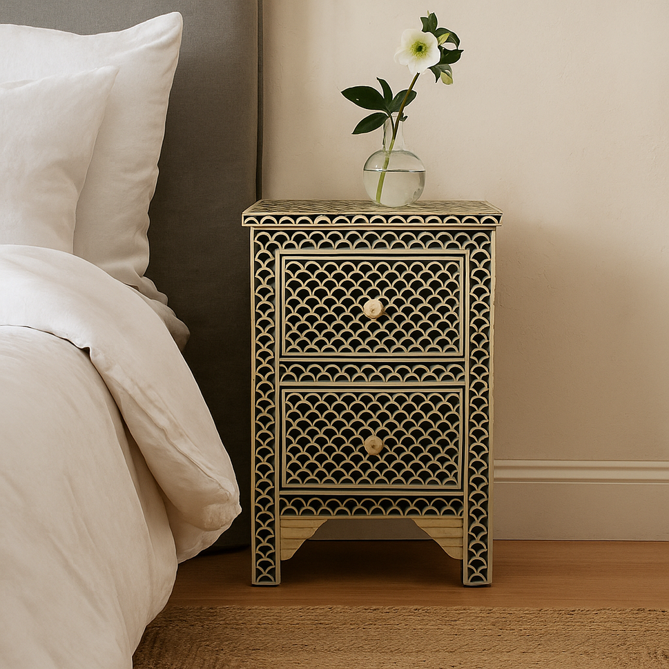 Nibha Bone Inlay Bedside