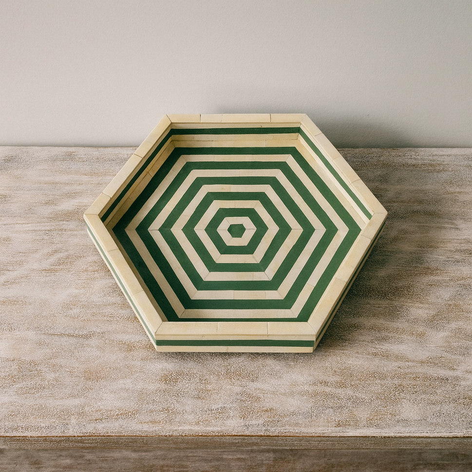 Tissaia Hexagonal Bone Inlay Tray