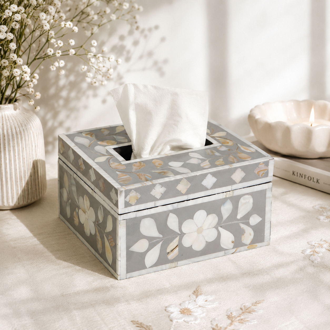 Jack Mother of Pearl Inlay Tissue Box