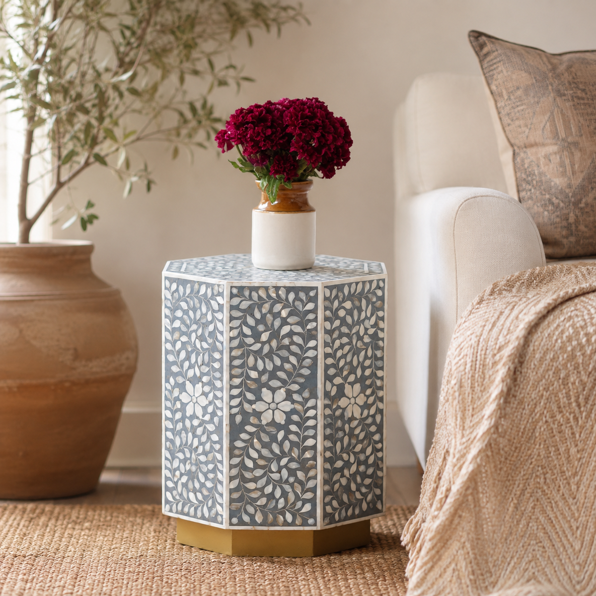 Bob Mother of Pearl Inlay Stool