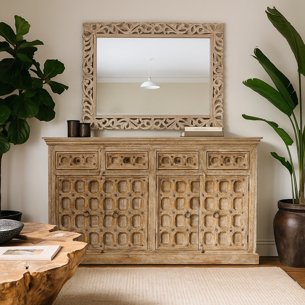 Melly Hand Carved  Wooden Buffet