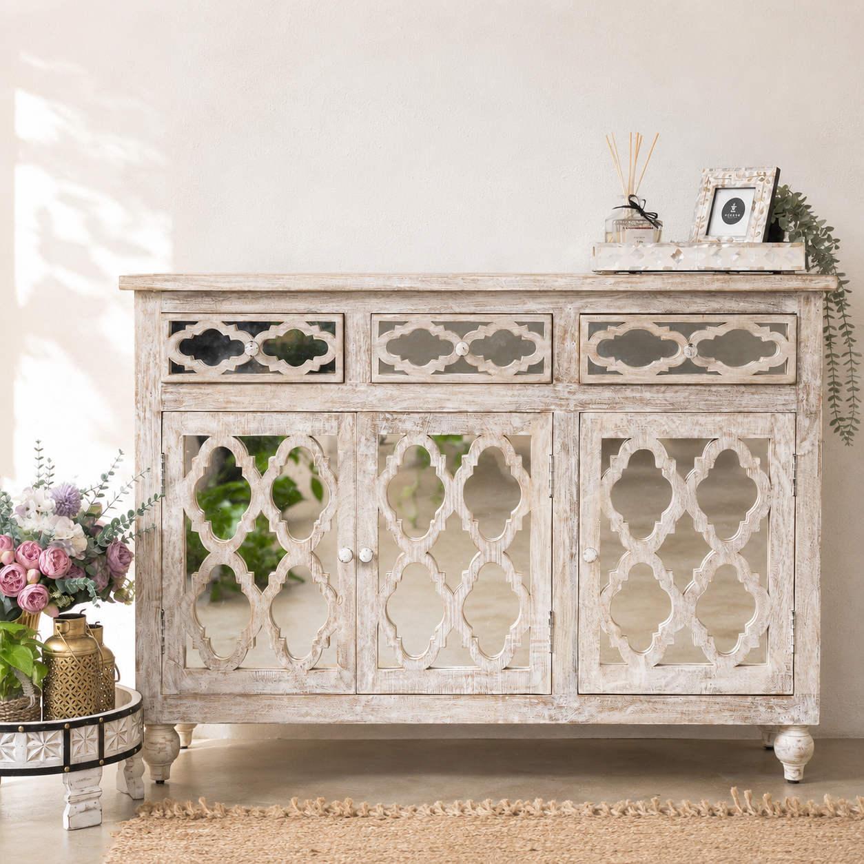Lee Hand Carved Wooden Sideboard
