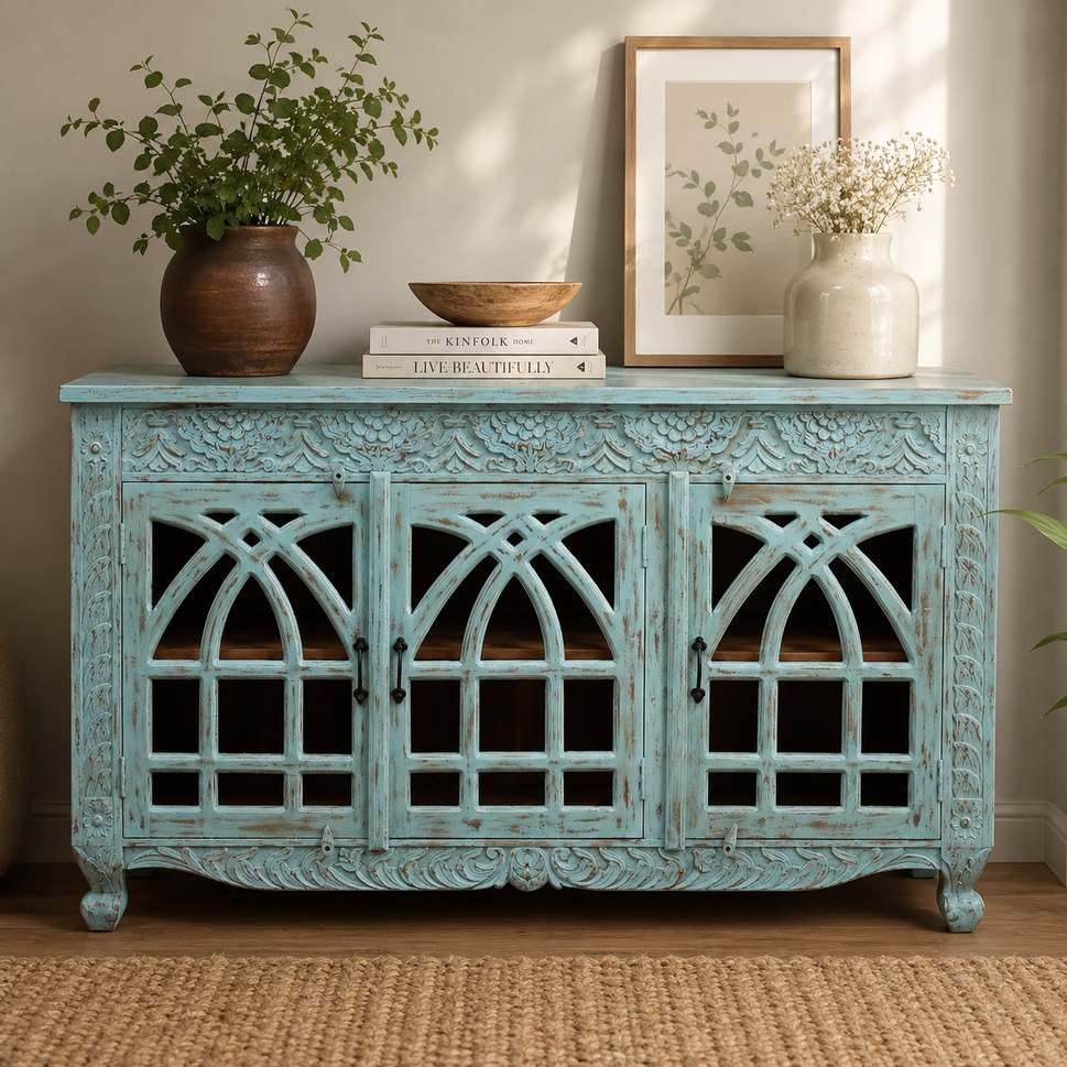 Alvaro Hand Carved Wooden Sideboard