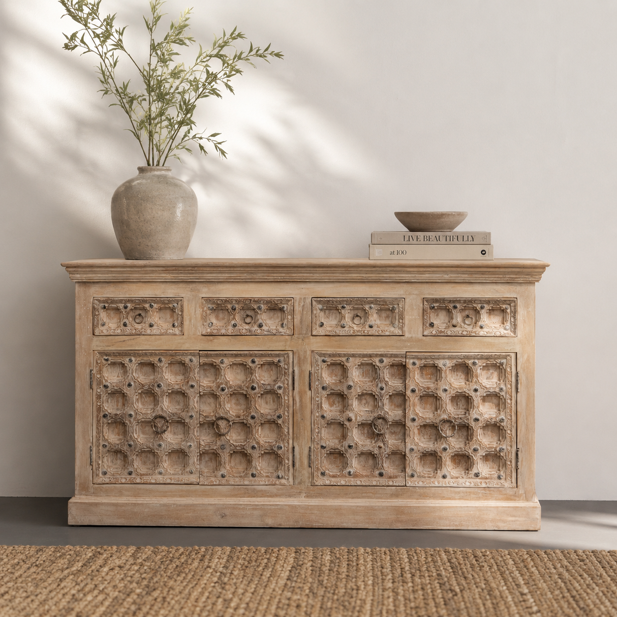 Zee Hand Carved Wooden Buffet