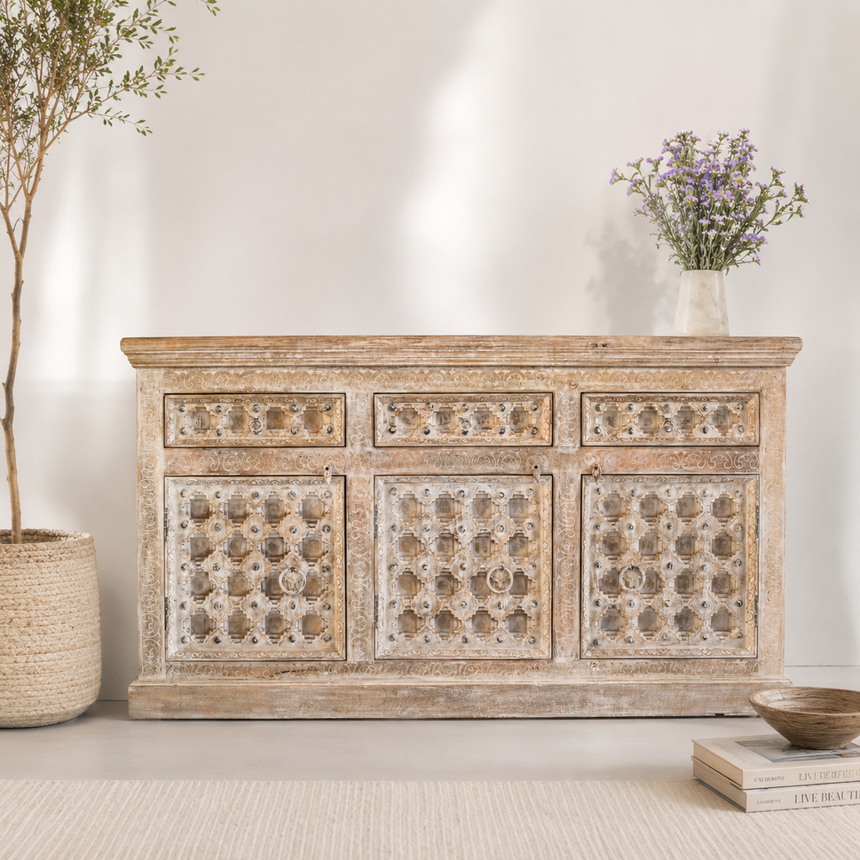 Kelly Hand Carved Wooden Sideboard