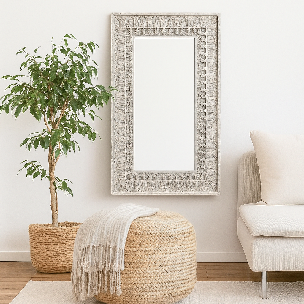 Hazel Hand Carved Window Mirror